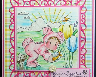 Magnolia Tilda Hand made Easter Bunny Card