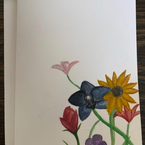Cartão de felicitações com flores em aquarela pintado à mão