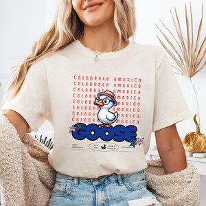 Silly Goose 4 juli uniseks T-shirt, shirt patriottische onafhankelijkheidsdag, Bbq Celebrate America Top, rood wit blauw T-shirt, vakantieshirt