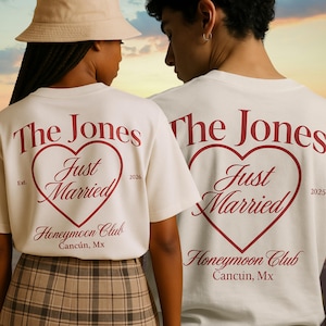 Just Married Honeymoon Club Shirt Unisex Tee, Mr and Mrs, Wife and Hubs, For Hubby and Wifey, Custom Wedding Gift