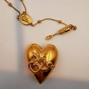 Heart Pendent Lana Del Rey LDR Style Rosary Emerald Heart Serpent Spoon Necklace Gothic Locket Jewelry Y Pendent Stash Spoon Hidden Stash