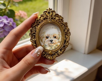 Custom Pet Portrait Refrigerator Magnets Hand Painted Dog or Cat Miniature Art, Personalized Memorial Gift for Loss of Pet Keepsake