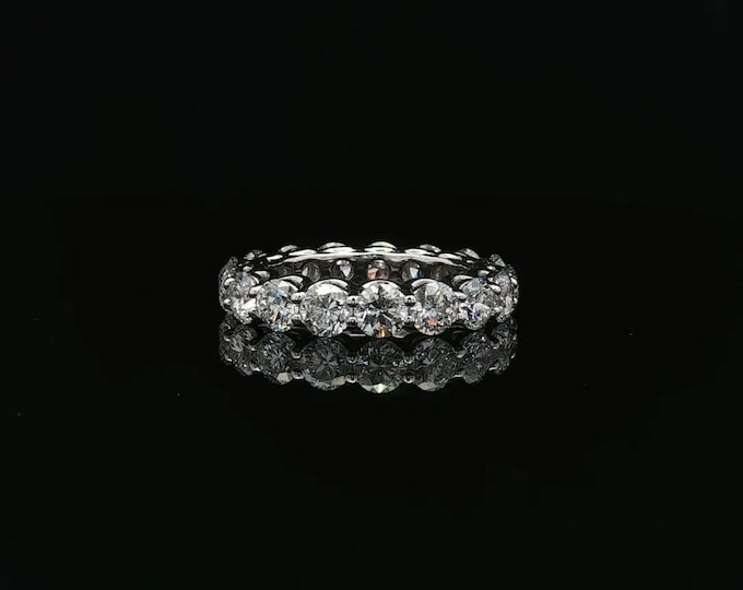 14K White Gold Lab Grown Diamond Ring Round Cut DEF VVS Elegant Fine Jewelry