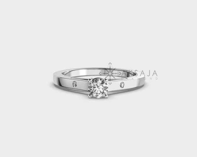 Elegant 14K Gold Lab Grown Diamond Ring 0.20 Ct • DEF VS1 Clarity Solitaire Style