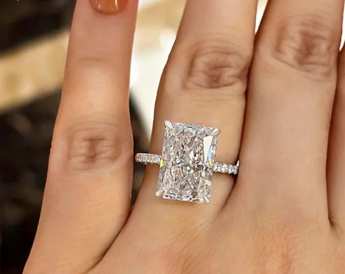 3 Carat Lab Grown Radiant Diamond Engagement Ring - 14K Gold Setting