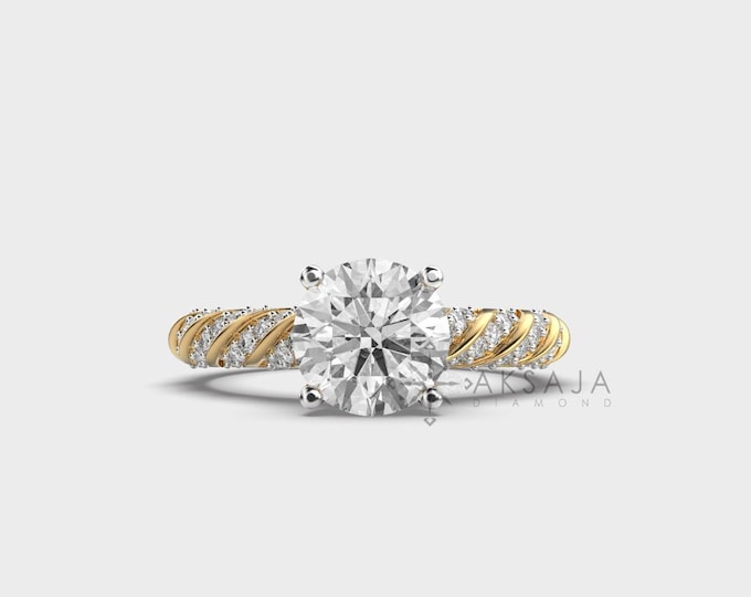 1.5 Carat Lab Grown Diamond Engagement Ring: 14Kt Yellow Gold