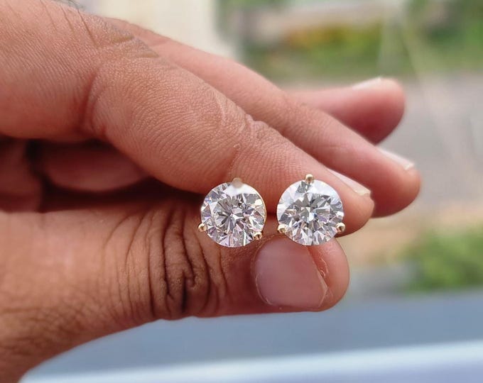 IGI Certified Lab Grown Diamond Earrings | 6 Carat 18K Gold Studs