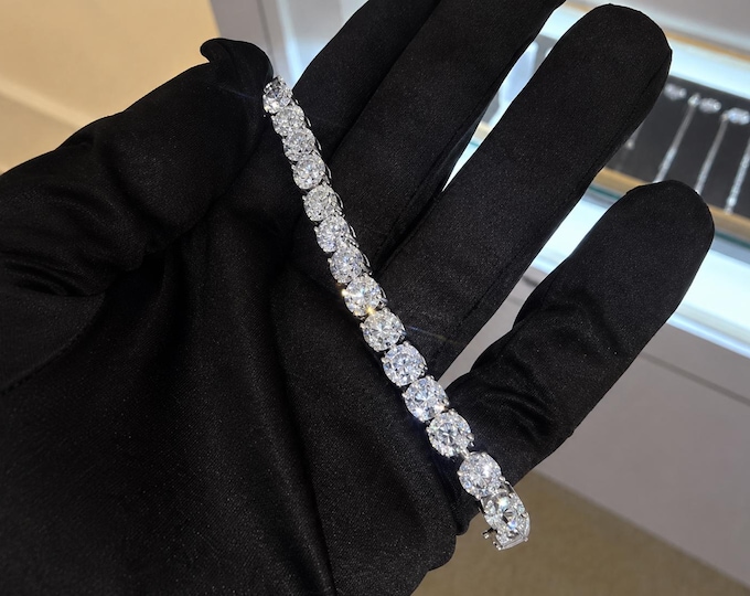 23 Carat Lab Grown Diamond Tennis Bracelet in 14K White Gold