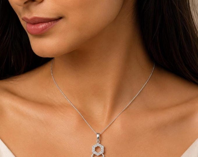 Lab Grown Diamond Cluster Pendant in 9K Gold -  Gift for Her