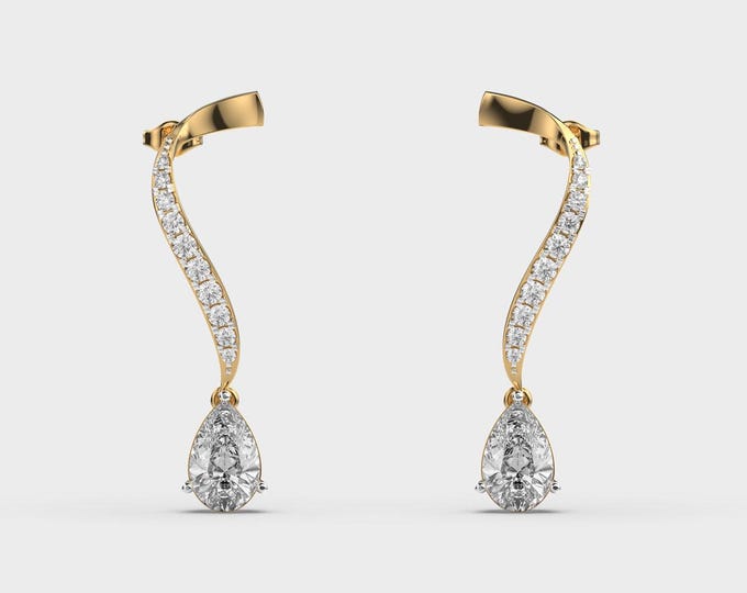 2.50 Carat 14K Drop Earrings - Anniversary Gift for Her