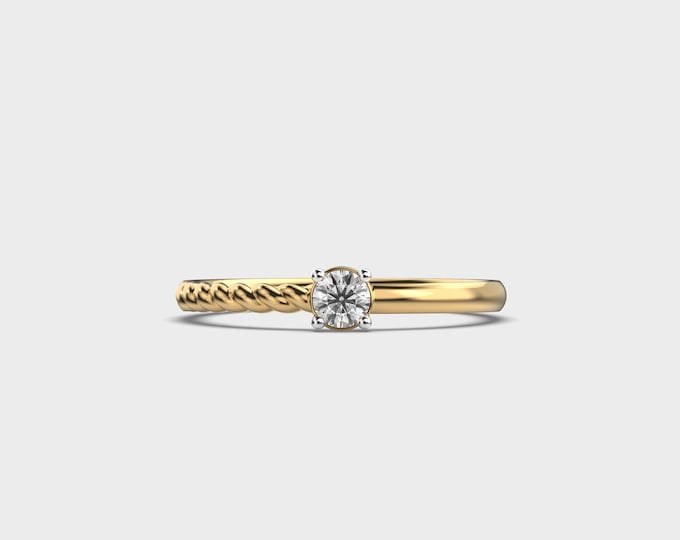 Minimal Half Diamond Ring 14K Yellow Gold | DEF VVS Diamond Band |