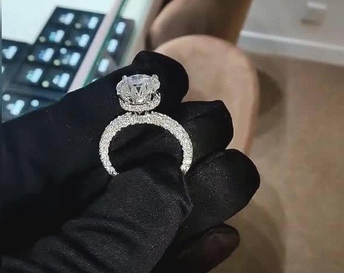14K White Gold 3 CT Lab Grown Diamond Bridal Ring Set for Engagement