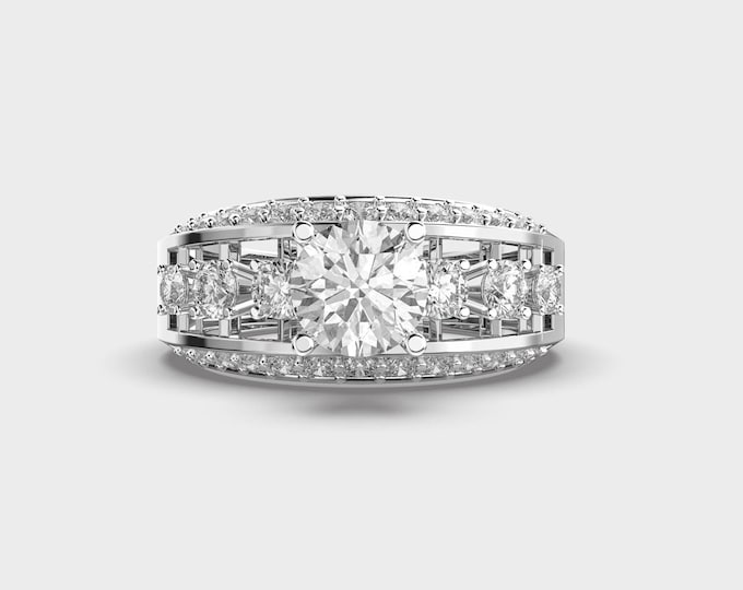 14K Gold Band with 2.20 Ct Lab Grown Diamond - Men's Engagement Ring