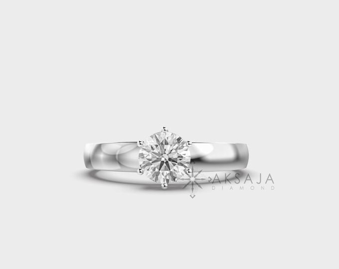 0.60 Carat Lab Grown Diamond Engagement Ring: 14K White Gold Solitaire