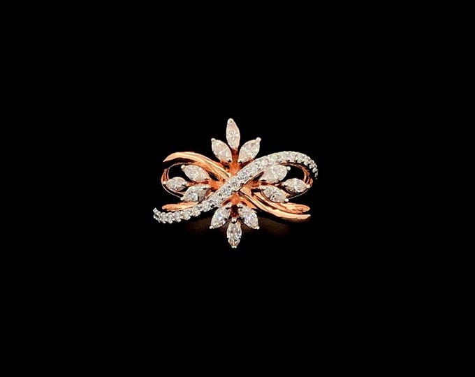 14K Gold Lab Diamond | DEF Color | Unique Statement Band | Stackable Diamond | Dainty Engagement | Minimalist