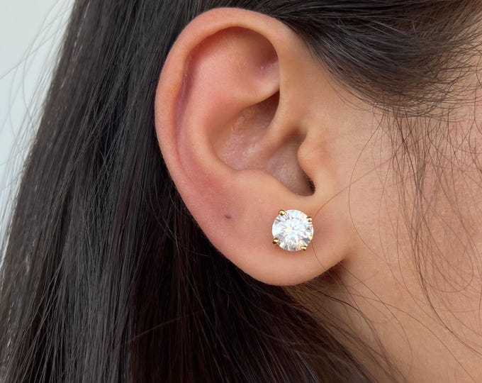 2 Ct Lab Grown Diamond Earrings | 14Kt Gold Studs | Bridal or Anniversary Gift
