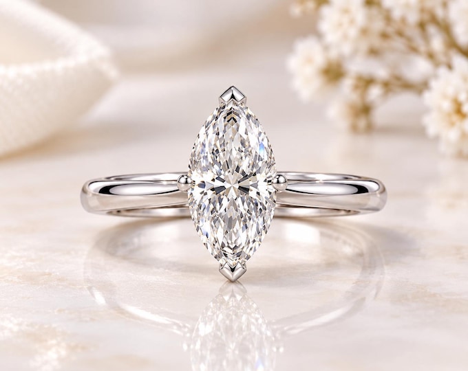 14k White Gold 1 Carat Marquise Lab Grown Diamond Anniversary Gift