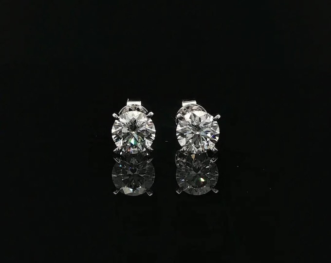 2 Carat Lab Grown Diamond Stud Earrings DEF Color VVS Clarity | IGI Certified |