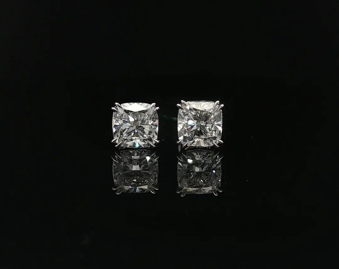 2 Carat IGI Certified Cushion Cut Lab Diamond Stud Earrings - Wedding Jewelry