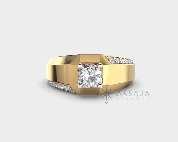 0.66 Carat Lab Grown Diamond Ring: 14Kt Yellow Gold Anniversary Band