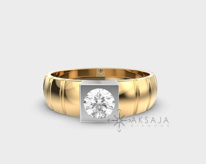 Men's 0.50 Carat Lab Grown Diamond Wedding Ring | 14K Yellow Gold