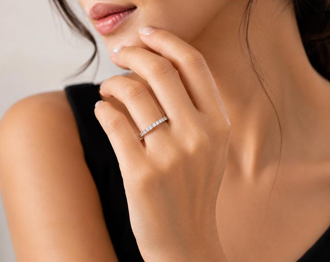 1 Ct Lab Grown Diamond Ring | Minimalist 14K White Gold Anniversary Gift for Her