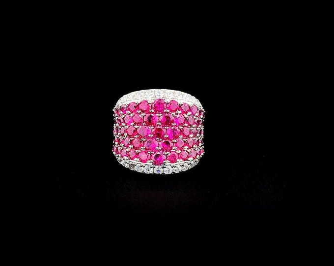 4 Carat Lab Grown Red Diamond Ring in 14k White Gold