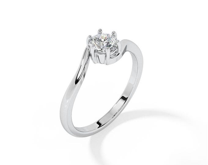 0.40ct Lab Grown Diamond Engagement Ring - 14K White Gold CVD