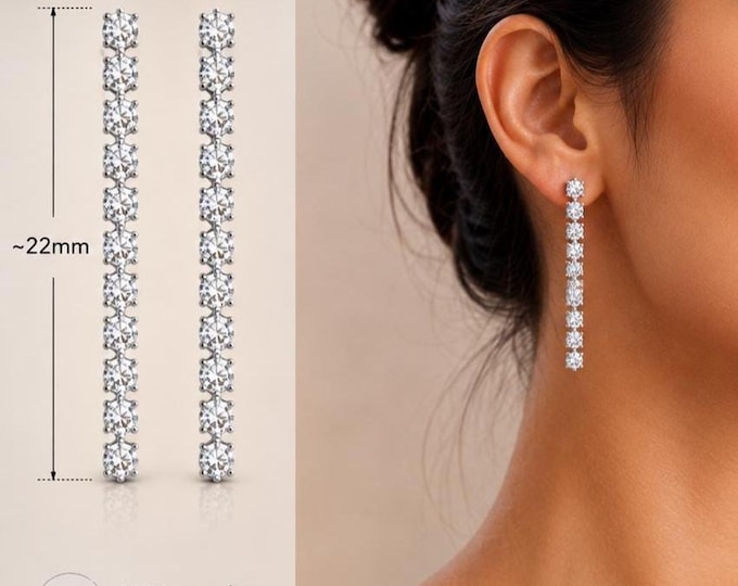14k White Gold 2 CT Lab Grown Diamond Cluster Dangle Earrings