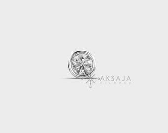 Lab Grown Diamond Stud Earring for Men: 14Kt White Gold Solitaire