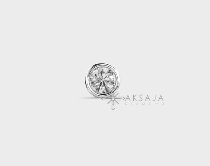 Lab Grown Diamond Stud Earring for Men: 14Kt White Gold Solitaire