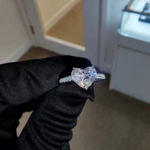 2.5 CT IGI Certified Heart Lab Grown Diamond Ring, 14K White Gold Engagement Ring
