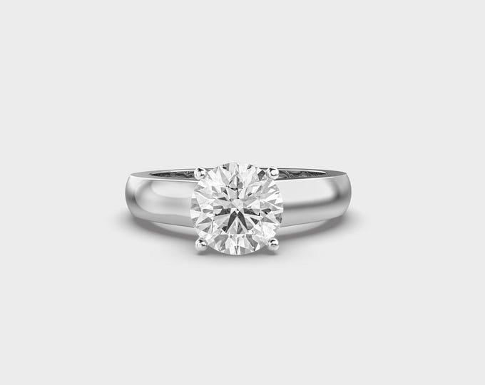 1.5 Carat Lab Grown Diamond Solitaire Ring in 14K White Gold - Anniversary Gift