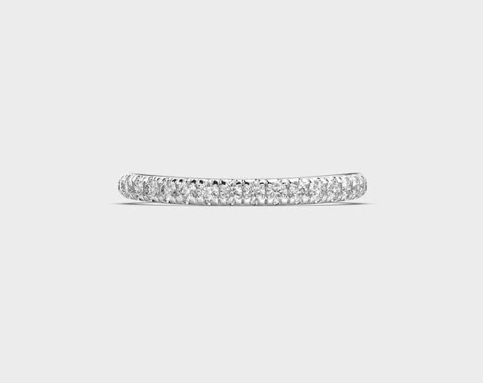 14K Gold Curved Wedding Band | Lab Grown Diamond Bridal Ring