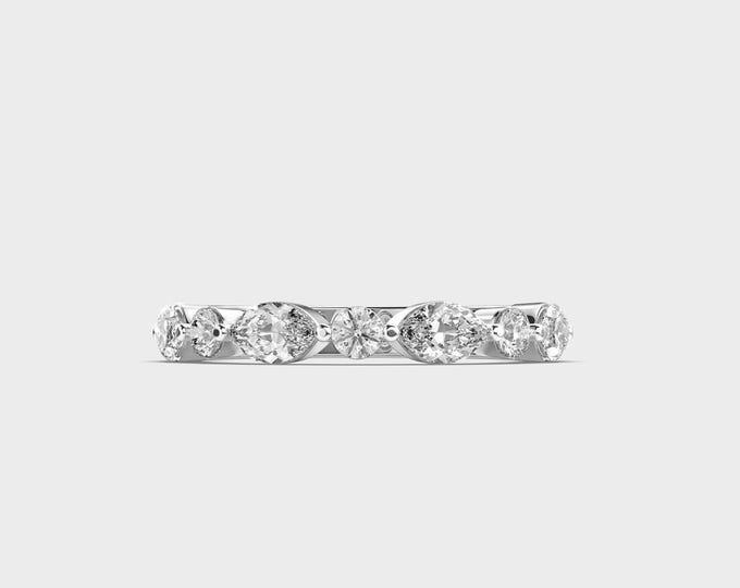 14K White Gold Multi-Shape Anniversary Band | Lab Grown Diamond Wedding Ring
