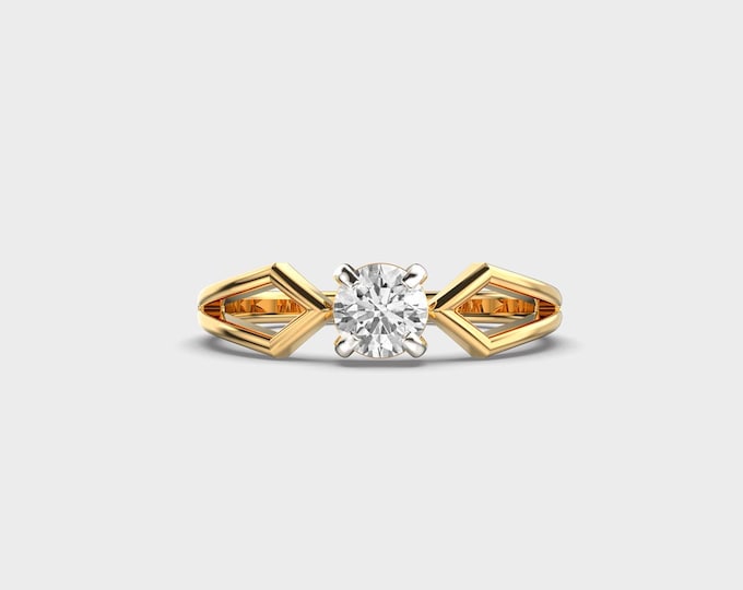 14k Yellow Gold Half Carat Diamond Ring | Elegant Lab Grown Engagement Jewelry
