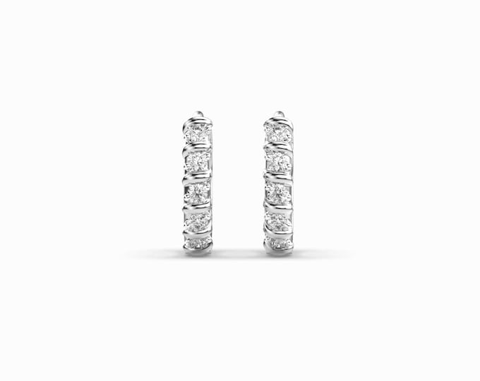 14K Gold Lab Grown Diamond Hoop Earrings | Ideal Birthday Gift for Mom