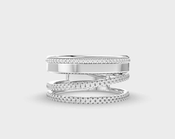 Handmade 14k Solid Gold Anniversary Ring – Diamond Pave, Timeless Elegance