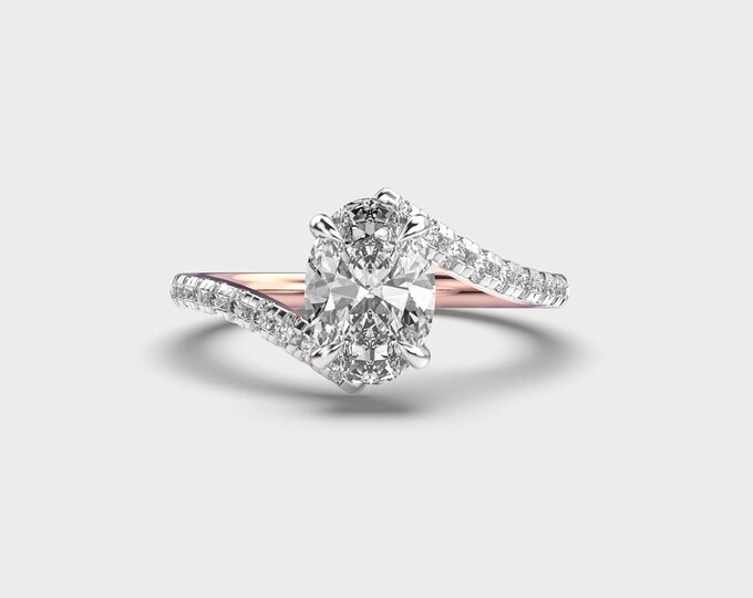 14K Gold 2 Carat Oval Diamond Engagement Ring | Elegant Jewelry