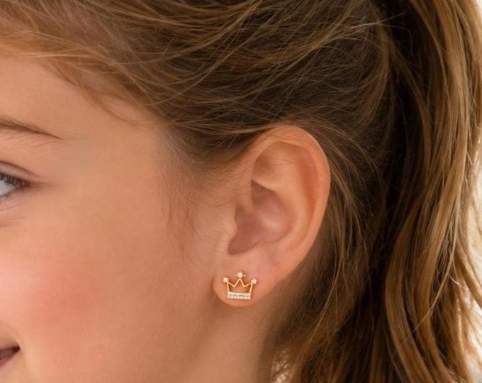 Lab Grown Diamond Earrings for Kids – 14K Solid Gold Studs, Gift for Children
