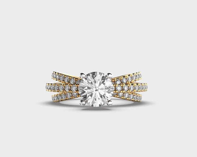 0.50 Carat Lab Grown Diamond Snowflake Ring | 14K Yellow Gold Engagement Ring