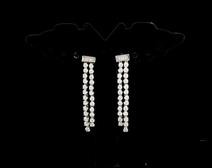 2 Carat Lab Grown Diamond Dangle Earrings • 14K Gold Drop Earrings •