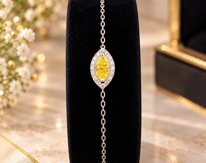 IGI Marquise Fancy Intense Yellow Diamond 0.50 Carat 18k Gold Ring - Anniversary & Christmas Gift