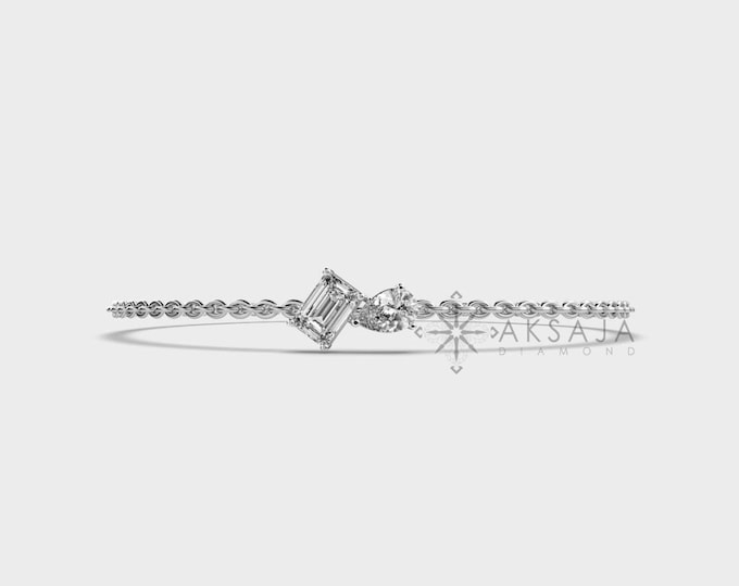 0.95 Carat Lab-Grown Diamond Bracelet: 14K Solid Gold Stackable Gem
