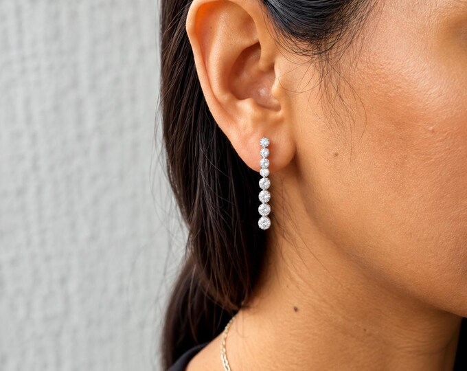 1.57 Carat Lab Grown Diamond Drop Earrings | 14K White Gold Dangle Earrings