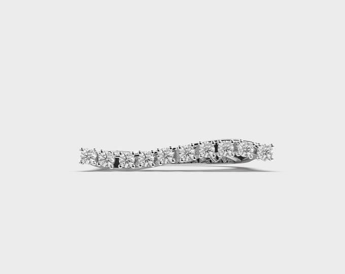 Lab Grown Diamond Wedding Ring, 14K White Gold Multi Stone Anniversary Band