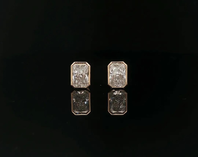 Radiant Cut Diamond Stud Earrings - IGI Certified Lab Grown Wedding Jewelry