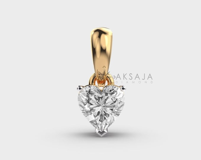 1 CT Heart Lab Grown Diamond Pendant, IGI Certified, 14K Yellow Gold Necklace