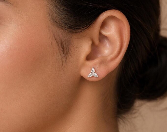 Minimalist Pear Cut Man-Made Diamond Earrings | 14Kt White Gold Solitaire Studs