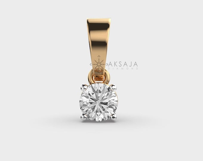 Round Lab Grown Diamond Pendant 1 Carat for Women, DEF. VS Clarity.